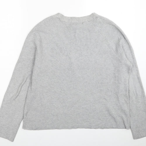Verve Ami Womens Grey V-Neck Rayon Cardigan Jumper Size XL