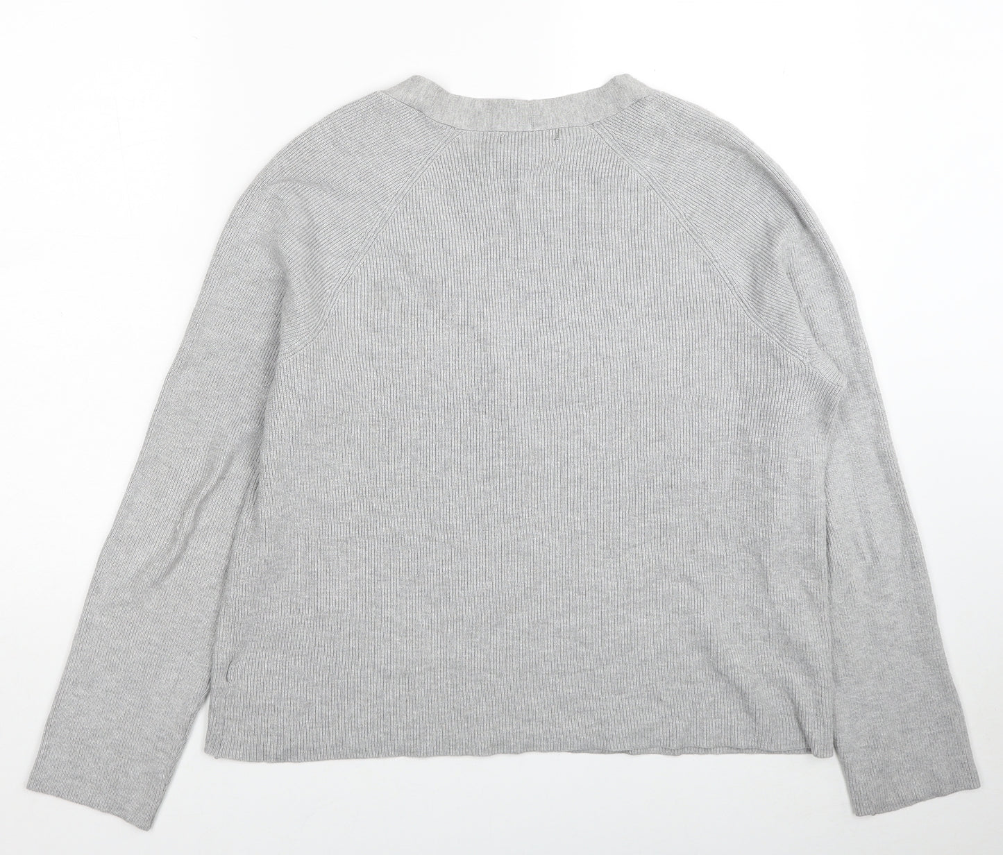 Verve Ami Womens Grey V-Neck Rayon Cardigan Jumper Size XL