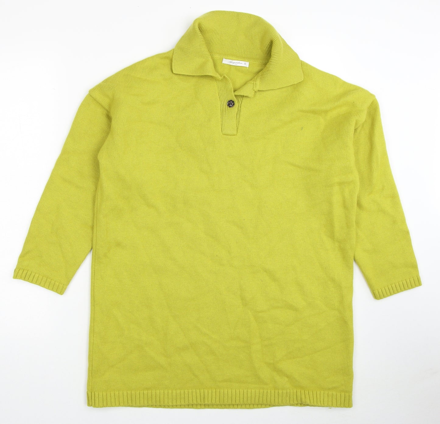 Amywmehouse Womens Green Square Neck Wool Pullover Jumper Size S