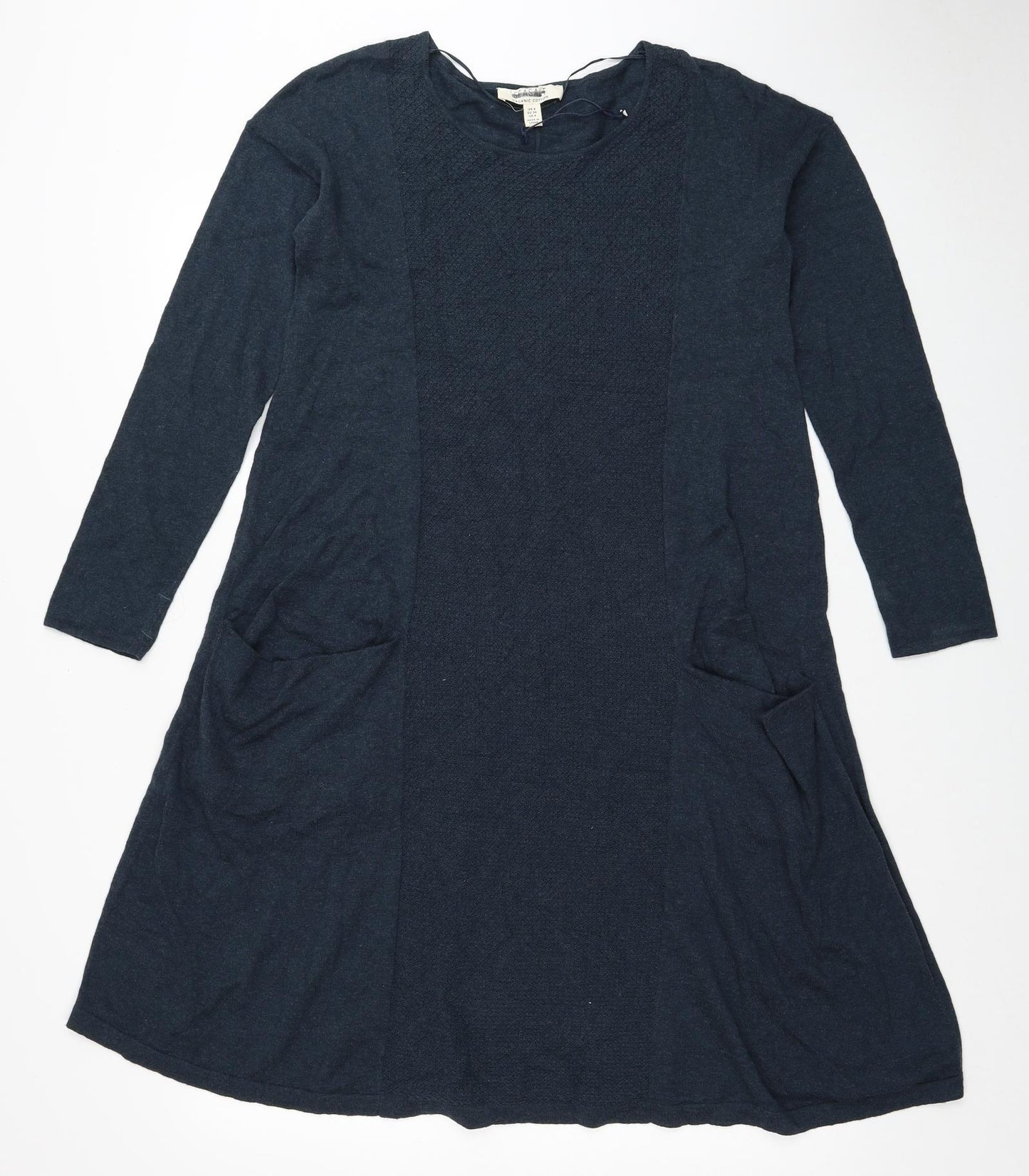Seasalt Womens Blue Cotton Jumper Dress Size 8 Round Neck Pullover