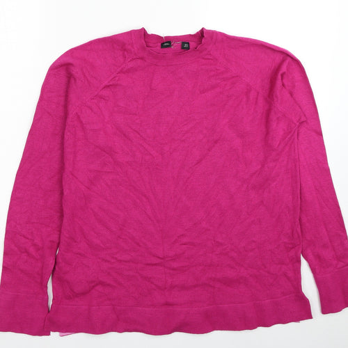 Preworn Womens Pink Round Neck Acrylic Pullover Jumper Size 12