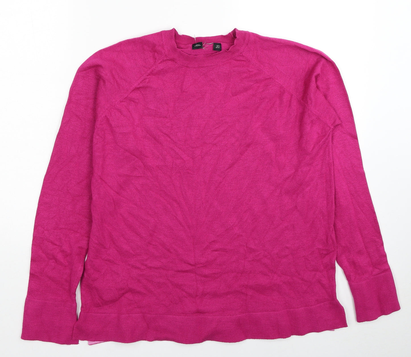 Preworn Womens Pink Round Neck Acrylic Pullover Jumper Size 12