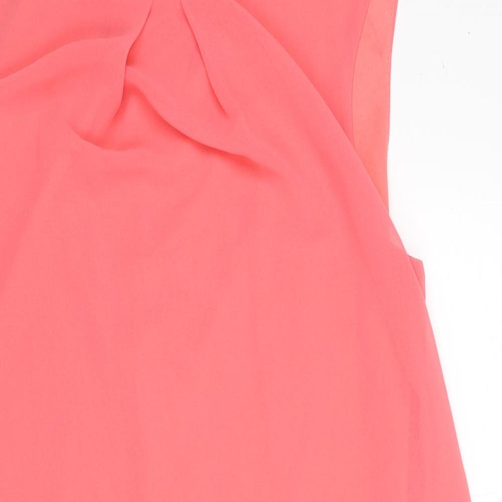 Atmosphere Womens Pink Polyester Shift Size 14 Boat Neck Button