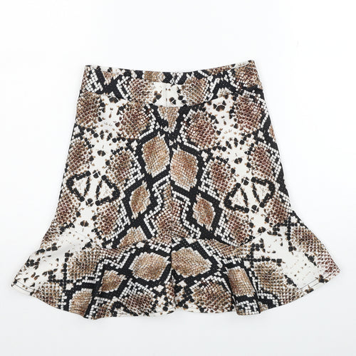 PRETTYLITTLETHING Womens Multicoloured Geometric Polyester Trumpet Skirt Size 8
