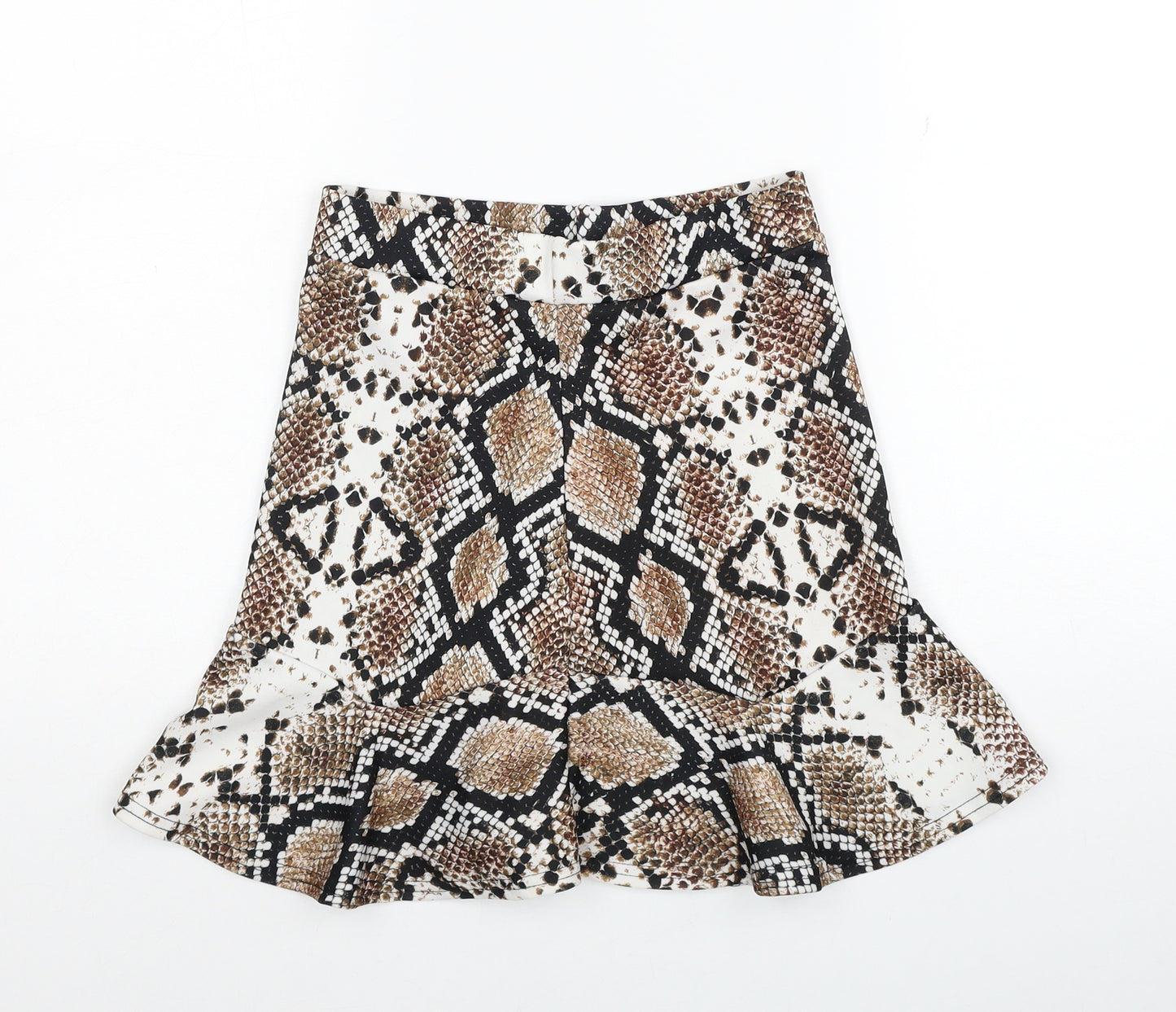 PRETTYLITTLETHING Womens Multicoloured Geometric Polyester Trumpet Skirt Size 8
