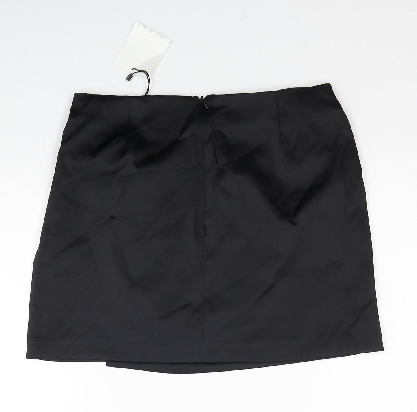 Zara Womens Black Polyester A-Line Skirt Size S Zip
