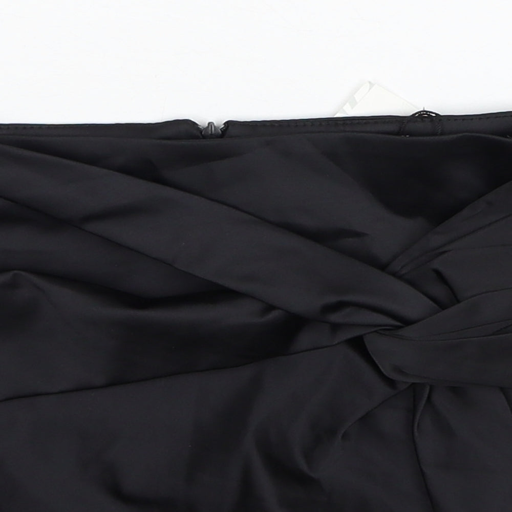 Zara Womens Black Polyester A-Line Skirt Size S Zip
