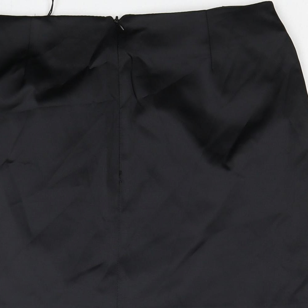 Zara Womens Black Polyester A-Line Skirt Size S Zip