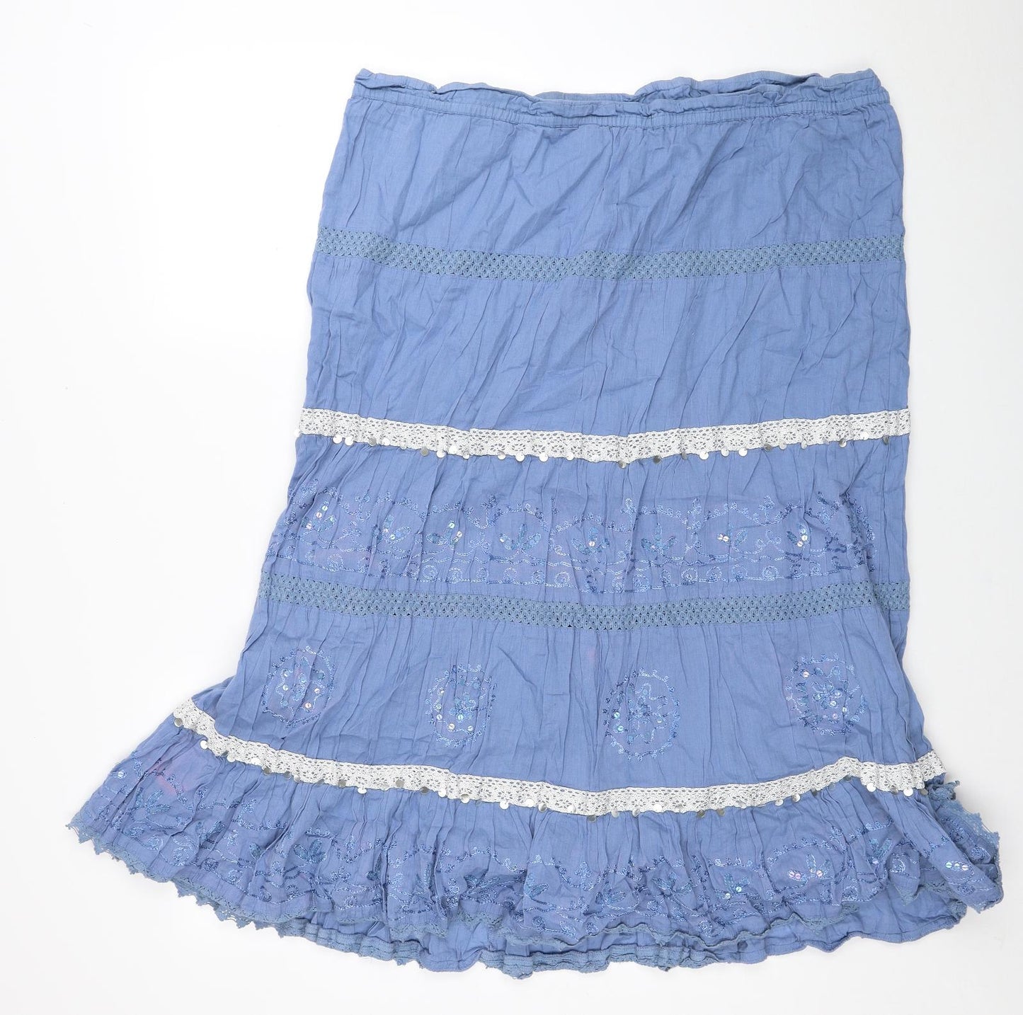 Together Womens Blue Cotton Flare Skirt Size 10