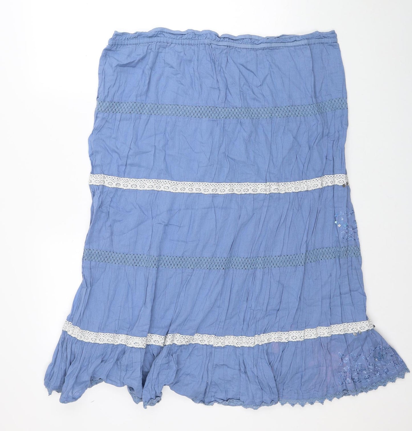 Together Womens Blue Cotton Flare Skirt Size 10