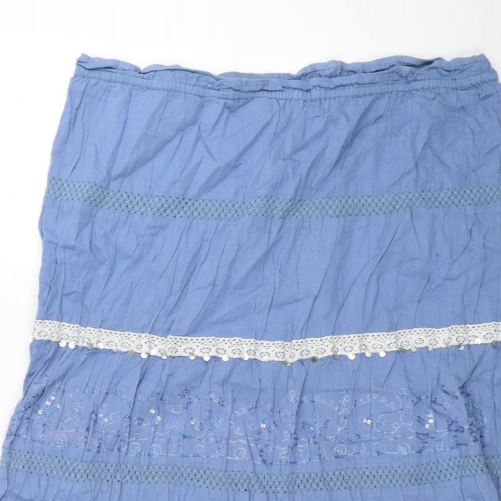 Together Womens Blue Cotton Flare Skirt Size 10