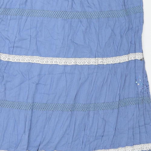 Together Womens Blue Cotton Flare Skirt Size 10