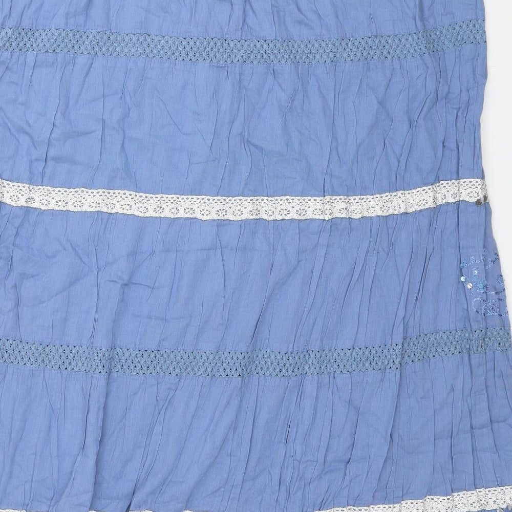 Together Womens Blue Cotton Flare Skirt Size 10