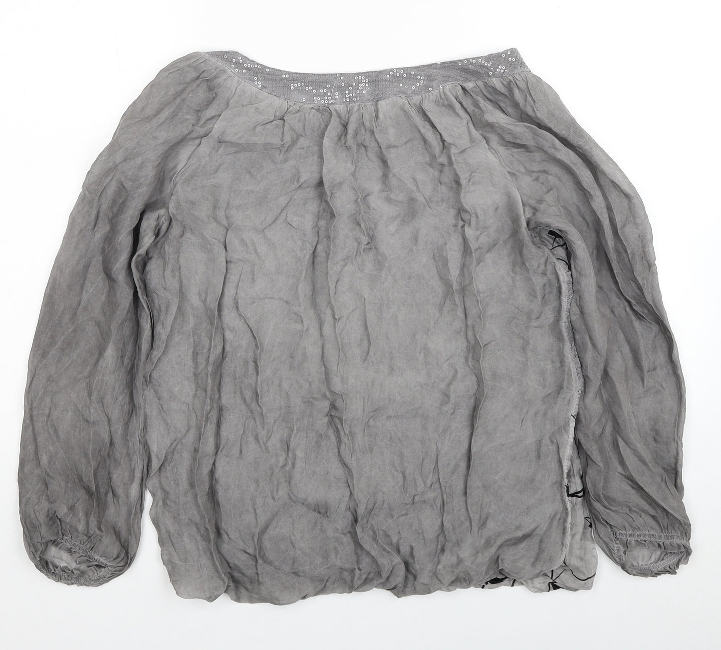 Rosemarine Womens Grey Geometric Viscose Basic Blouse Size M Round Neck