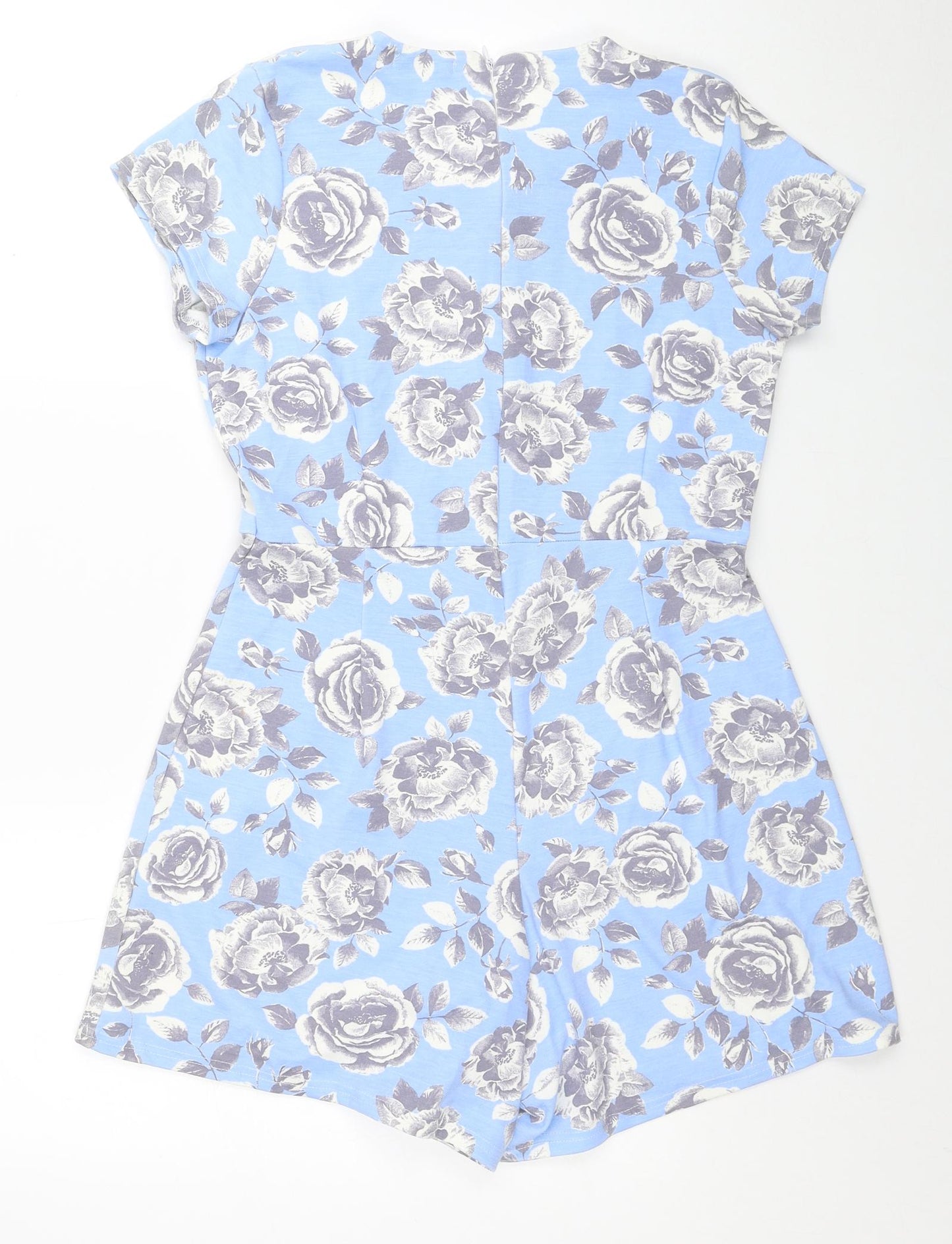 Ribbon Womens Blue Floral Polyester Playsuit One-Piece Size 12 Zip