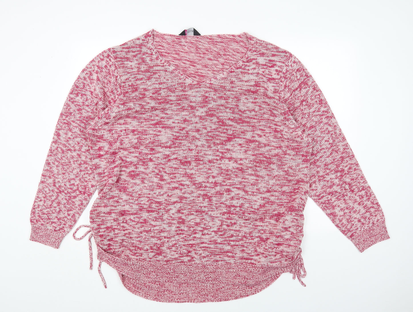 Yours Womens Pink V-Neck Acrylic Pullover Jumper Size 24