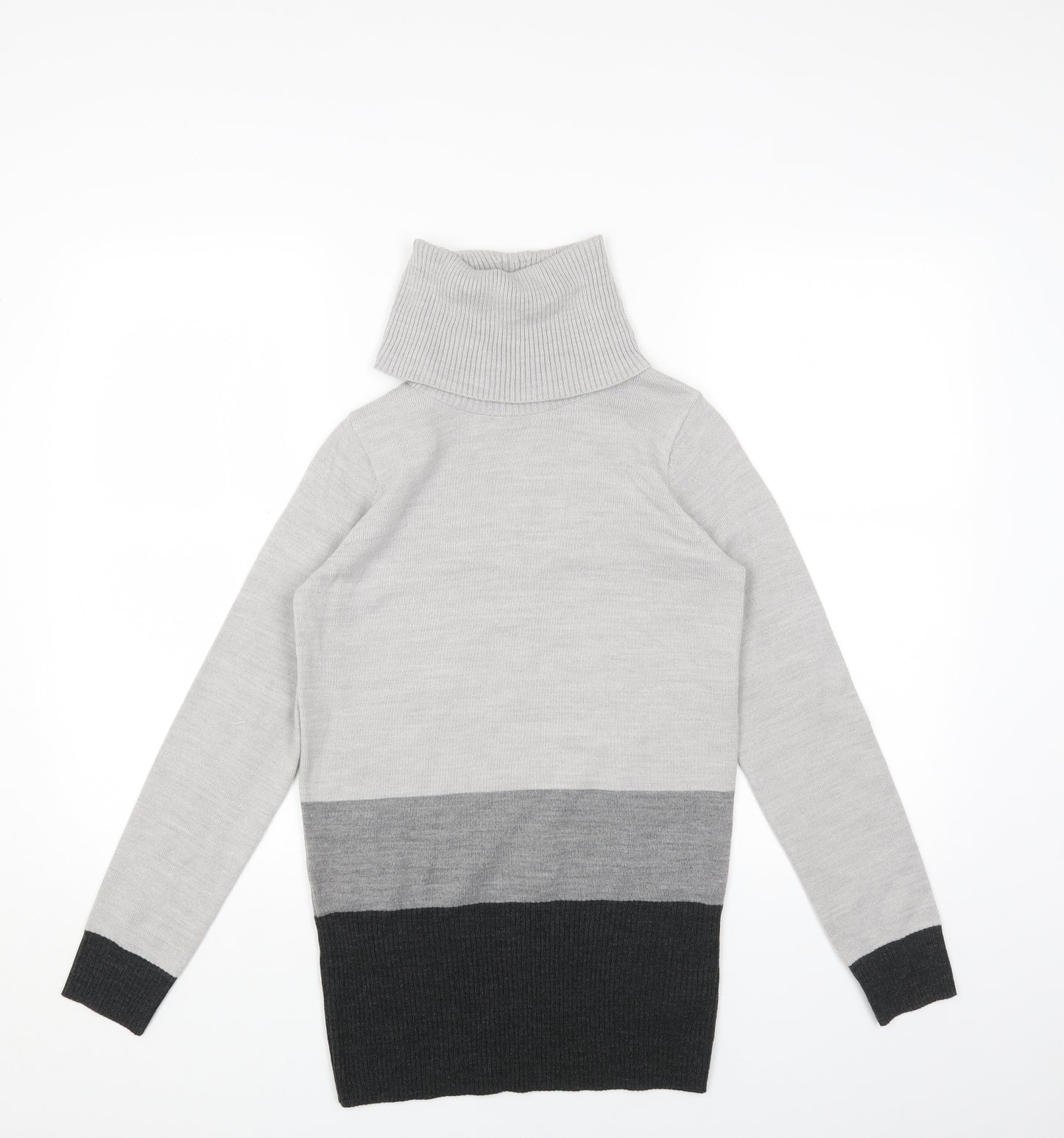 Marks and Spencer Womens Grey Roll Neck Acrylic Pullover Jumper Size 6