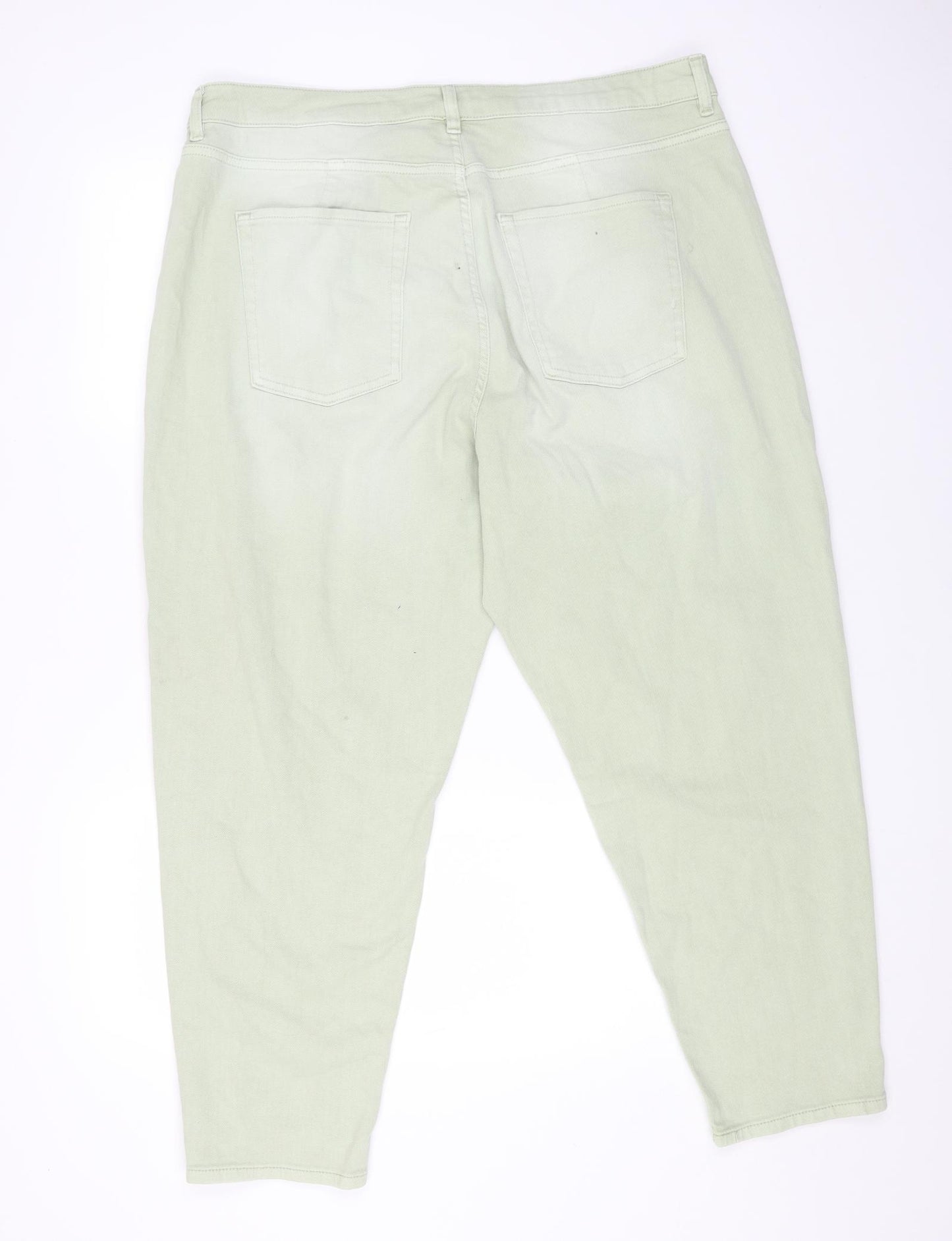Marks and Spencer Womens Green Cotton Mom Jeans Size 20 L28 in Regular Button