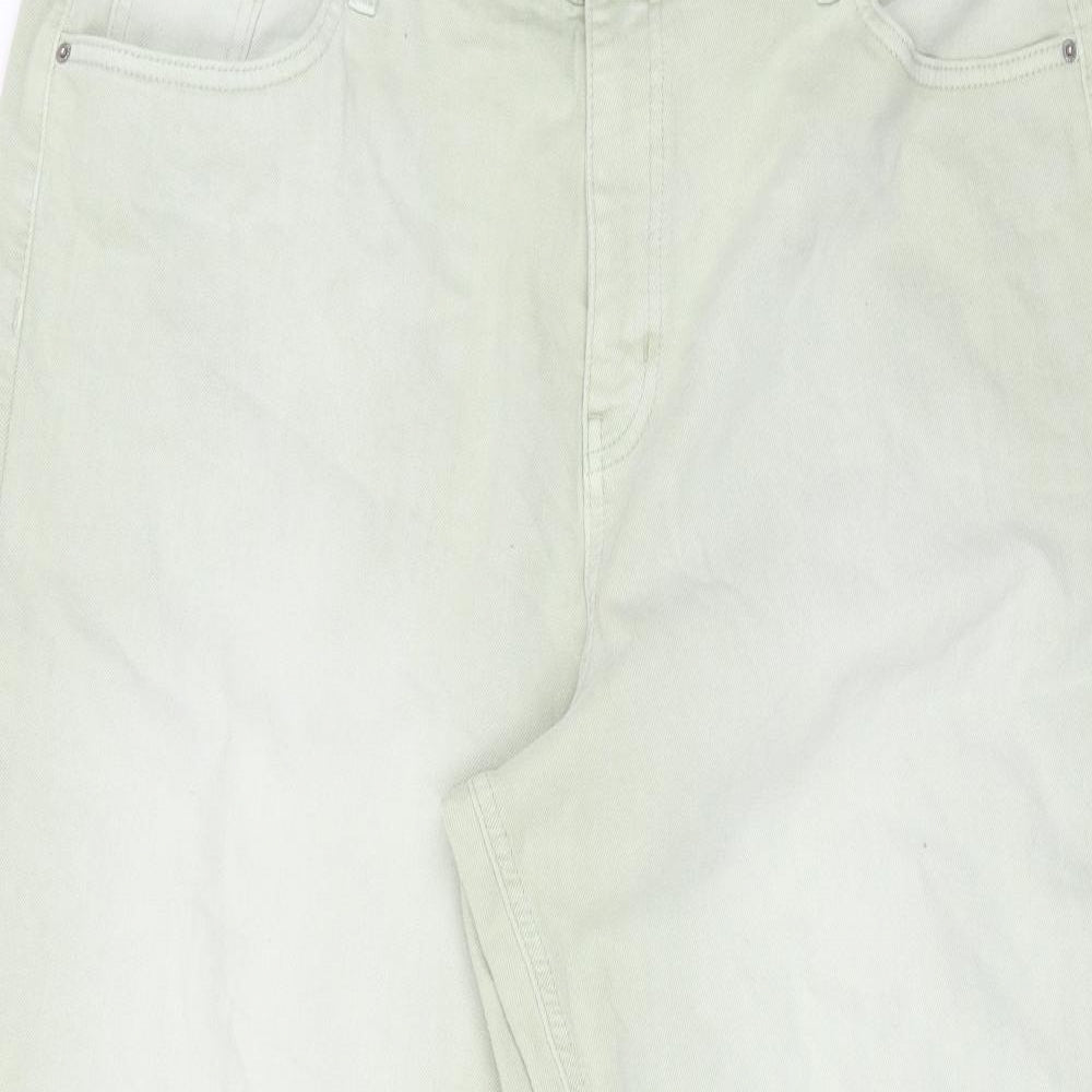 Marks and Spencer Womens Green Cotton Mom Jeans Size 20 L28 in Regular Button