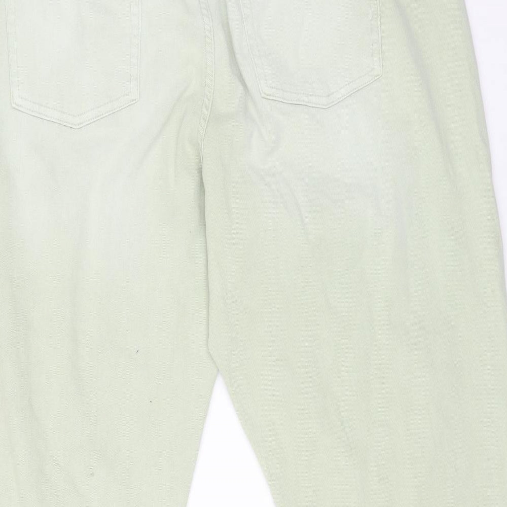 Marks and Spencer Womens Green Cotton Mom Jeans Size 20 L28 in Regular Button