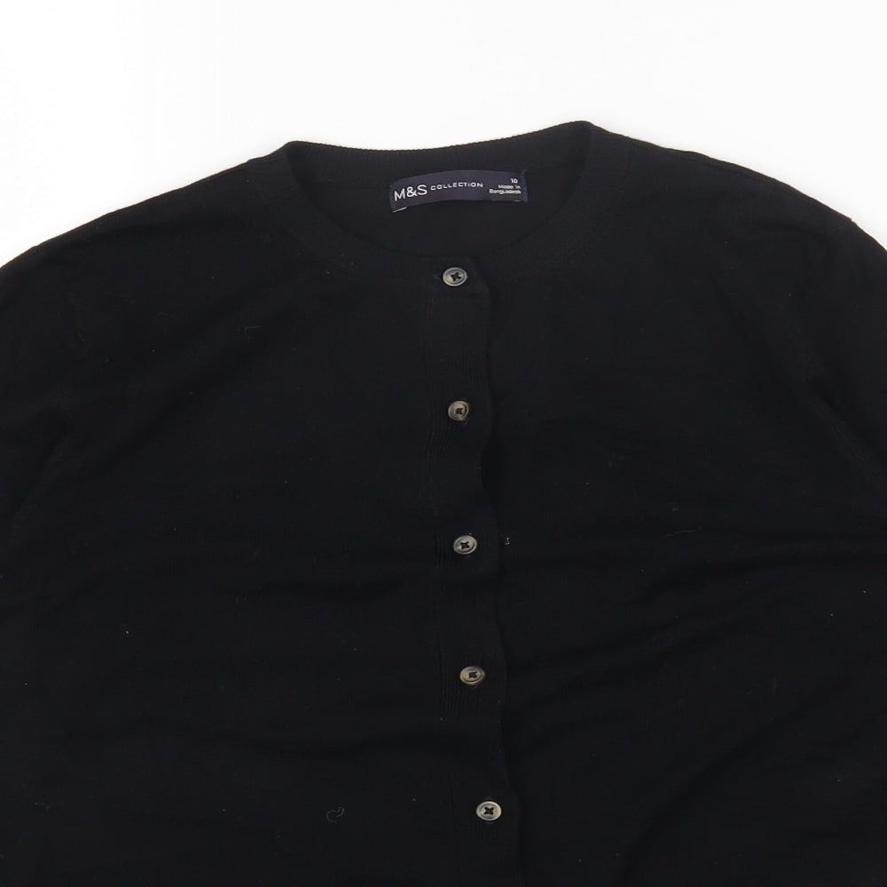 Marks and Spencer Womens Black Round Neck Acrylic Cardigan Jumper Size M