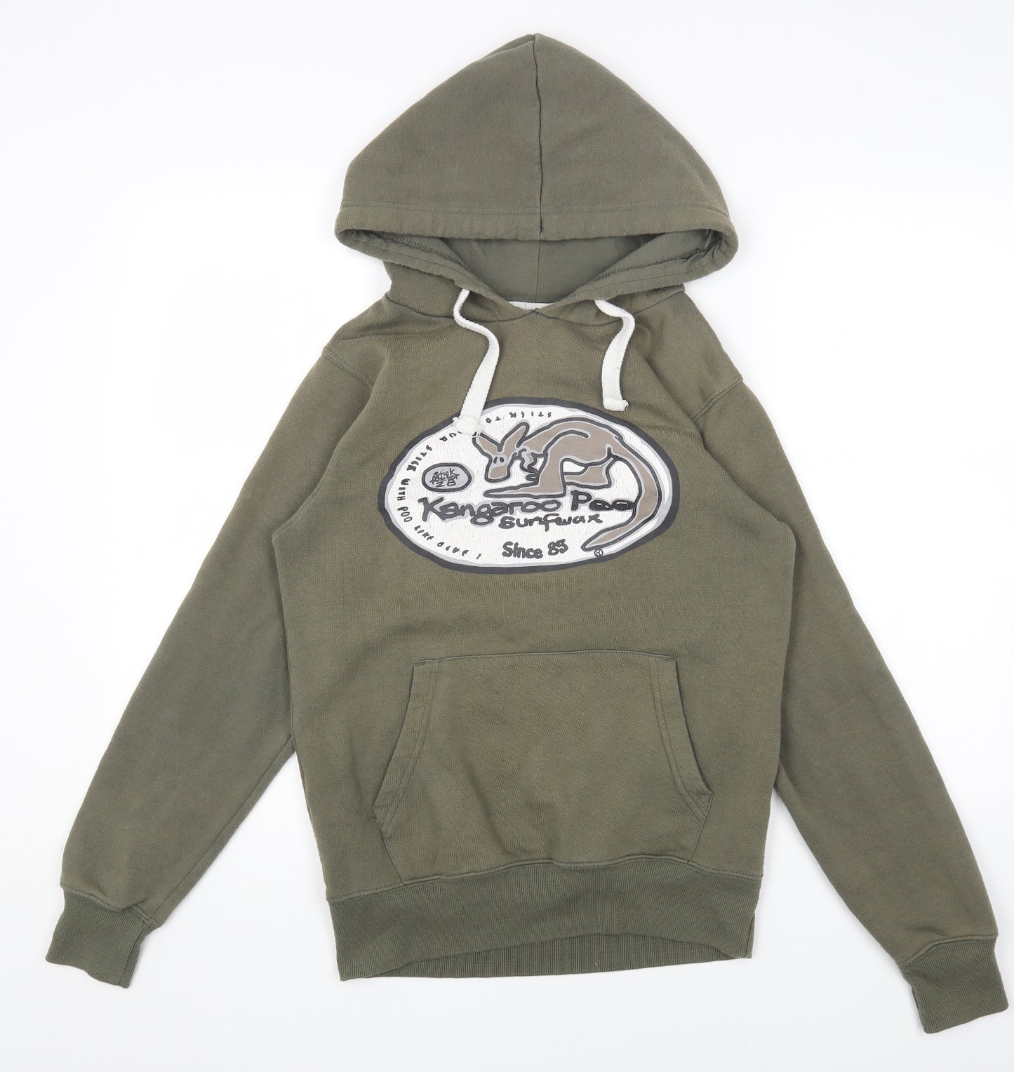 Kangaroo Poo Womens Green Cotton Pullover Hoodie Size S Pullover
