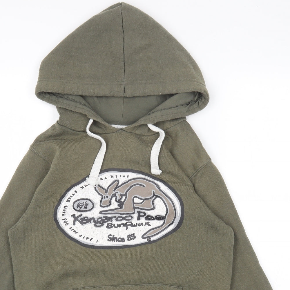 Kangaroo Poo Womens Green Cotton Pullover Hoodie Size S Pullover