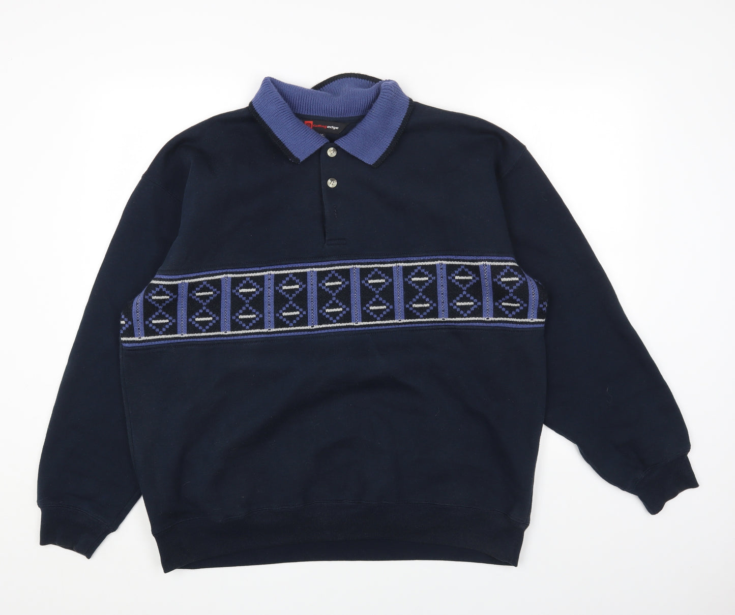 Cutting Edge Mens Blue Acrylic Pullover Sweatshirt Size 2XLT