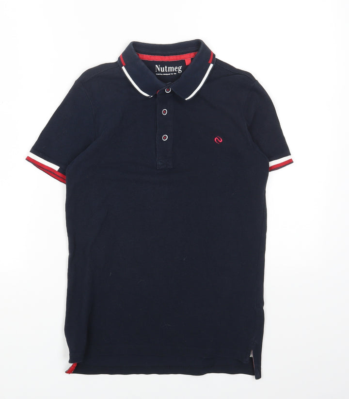 Nutmeg Boys Blue Cotton Basic Polo Size 10 Years Collared Button