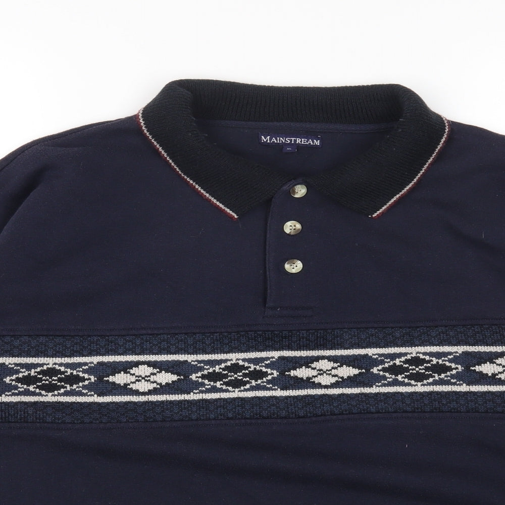 Mainstream Mens Blue Cotton Pullover Sweatshirt Size XL