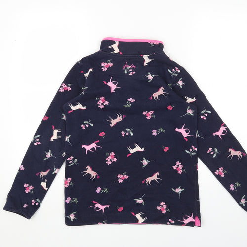 Joules Girls Blue Geometric Cotton Pullover Sweatshirt Size 11-12 Years Zip - Horses