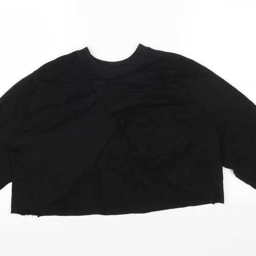 ASOS Womens Black Cotton Pullover Sweatshirt Size 6 Pullover - Cropped, Cross Open Back Detail