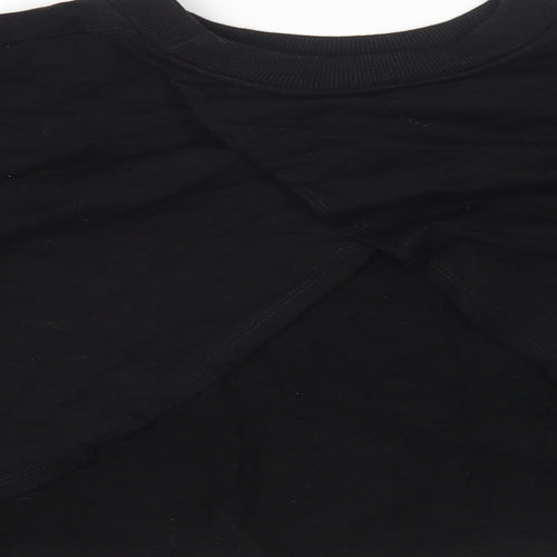 ASOS Womens Black Cotton Pullover Sweatshirt Size 6 Pullover - Cropped, Cross Open Back Detail