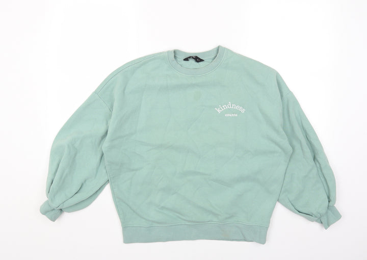 F&F Womens Green Round Neck Cotton Pullover Jumper Size 6
