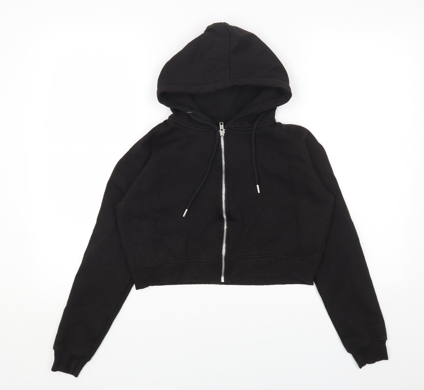 PRETTYLITTLETHING Womens Black Jacket Size S Zip - Cropped