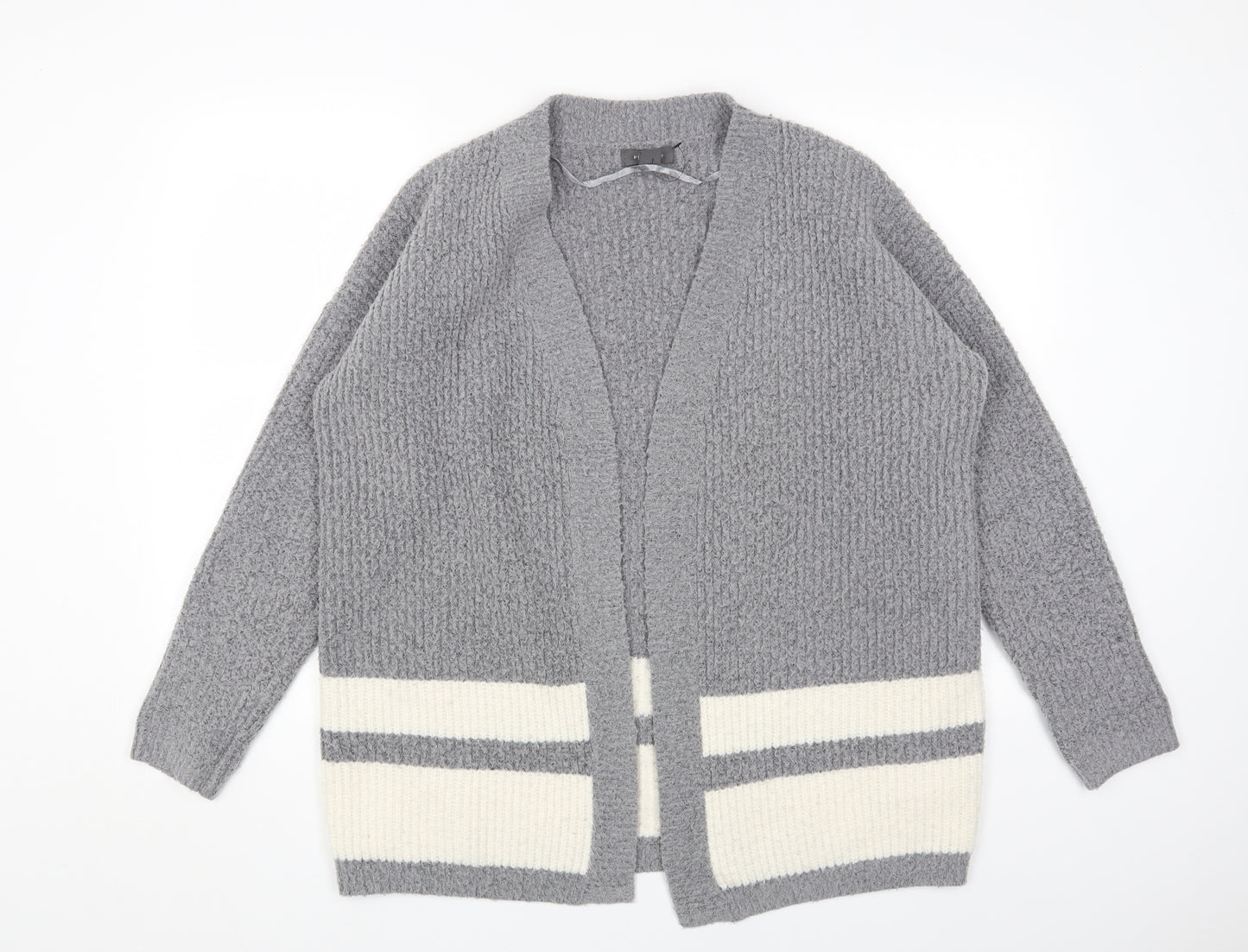 Primark Womens Grey V-Neck Acrylic Cardigan Jumper Size M