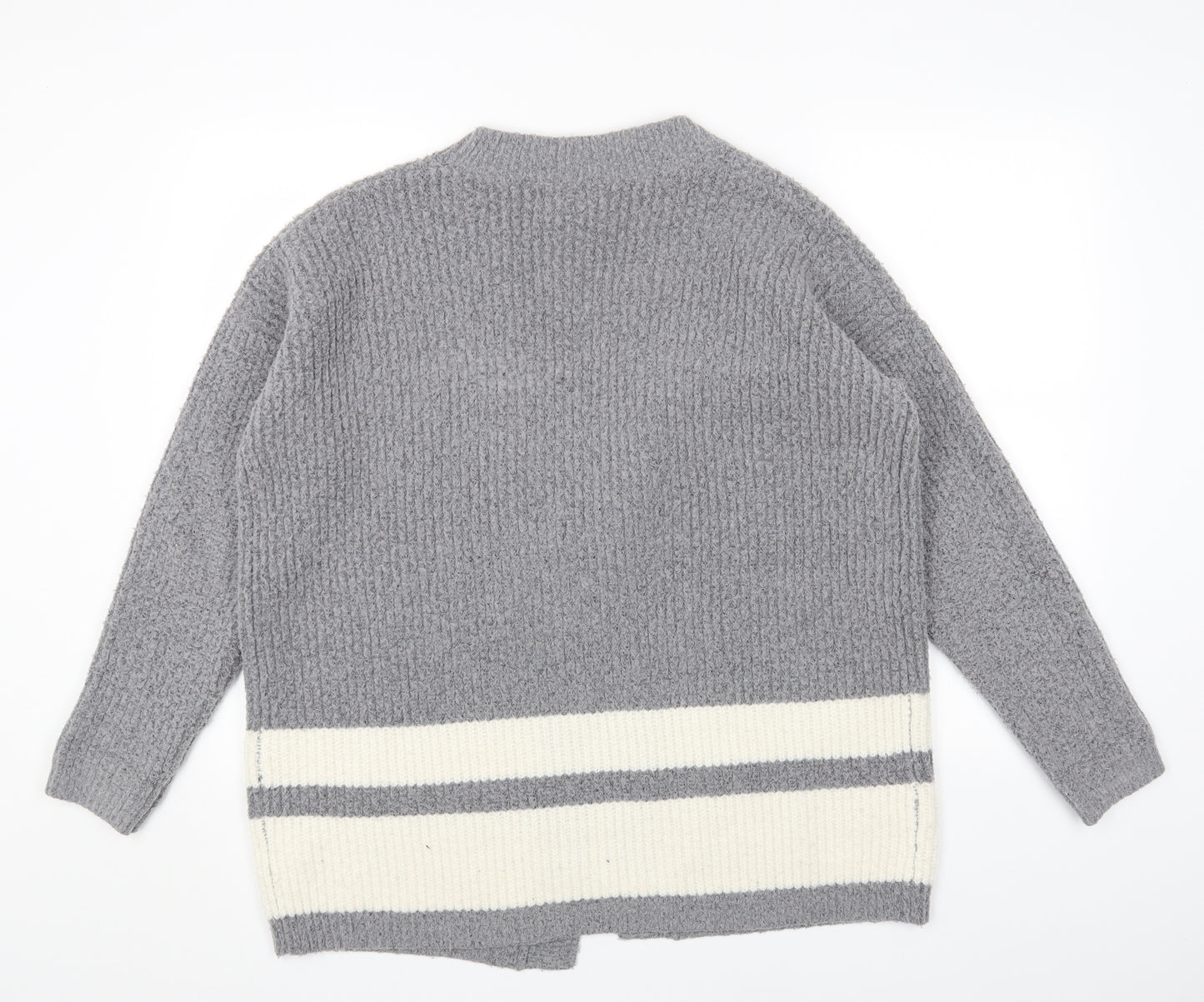 Primark Womens Grey V-Neck Acrylic Cardigan Jumper Size M