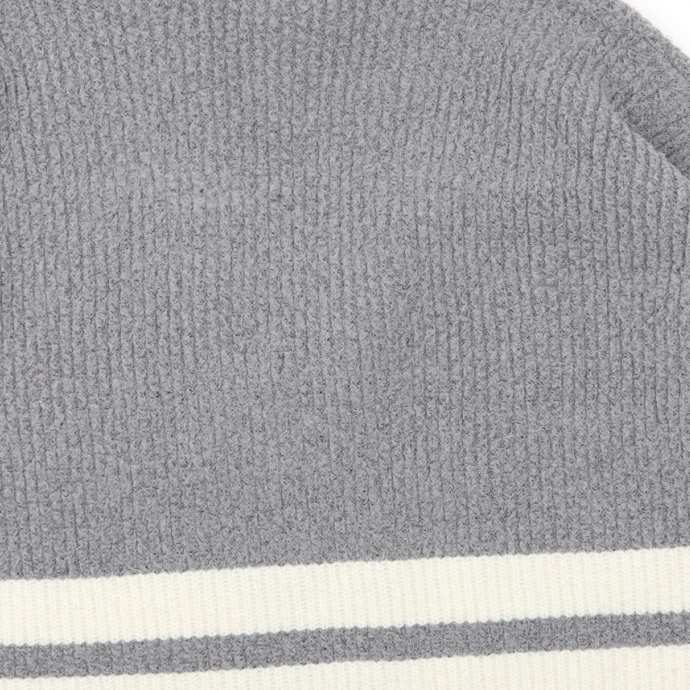 Primark Womens Grey V-Neck Acrylic Cardigan Jumper Size M