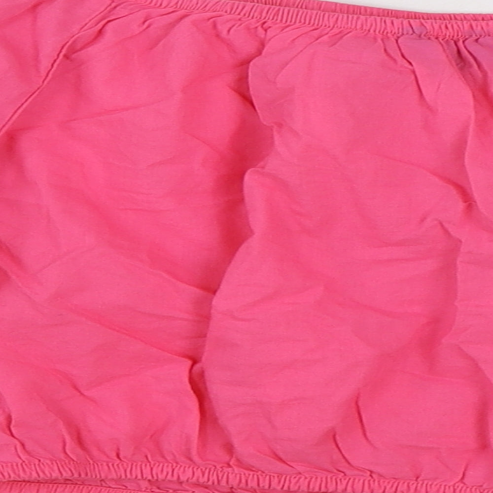 Marks and Spencer Womens Pink 100% Cotton Cropped T-Shirt Size 16 Off the Shoulder - Flower Details