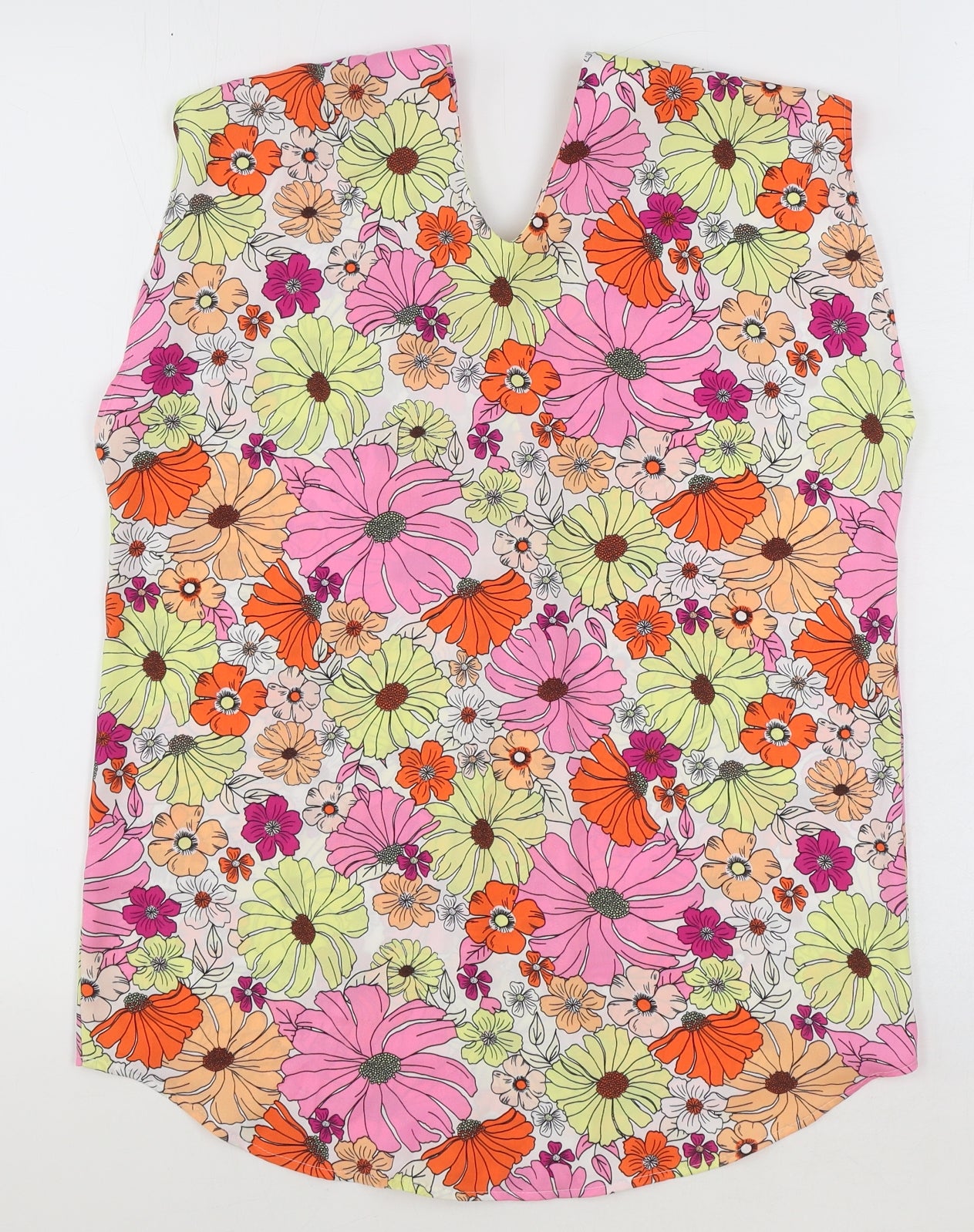 Marks and Spencer Womens Multicoloured Geometric Polyester Basic Blouse Size 8 V-Neck