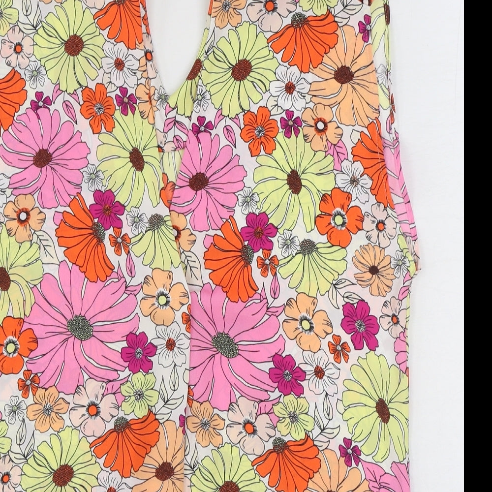 Marks and Spencer Womens Multicoloured Geometric Polyester Basic Blouse Size 8 V-Neck
