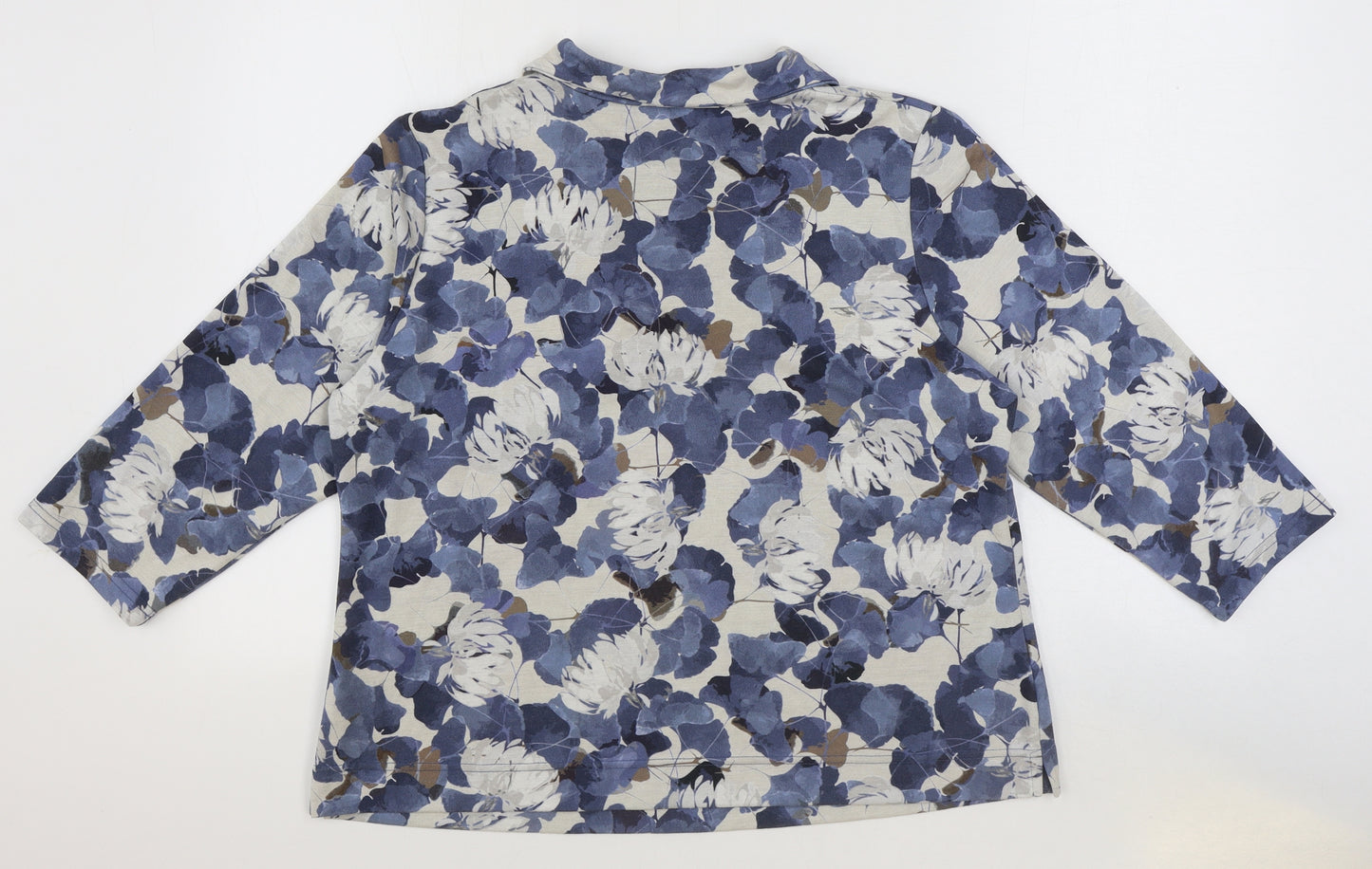 Cotswold Collections Womens Blue Floral Viscose Basic Blouse Size XL Collared