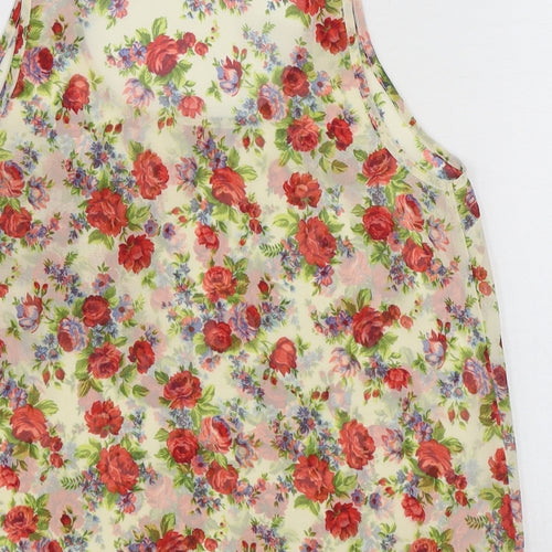 Topshop Womens Ivory Floral Polyester Basic Tank Size 6 Scoop Neck