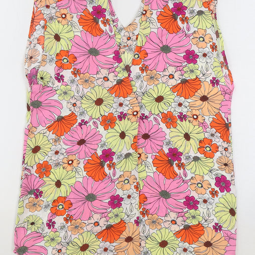 Marks and Spencer Womens Multicoloured Floral Polyester Basic Tank Size 6 V-Neck