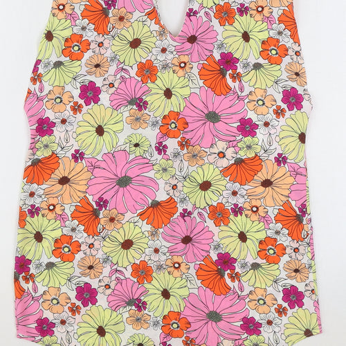 Marks and Spencer Womens Multicoloured Floral Polyester Basic Tank Size 6 V-Neck