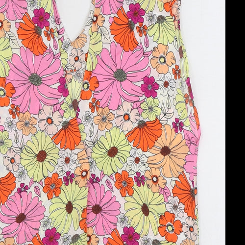 Marks and Spencer Womens Multicoloured Floral Polyester Basic Tank Size 6 V-Neck