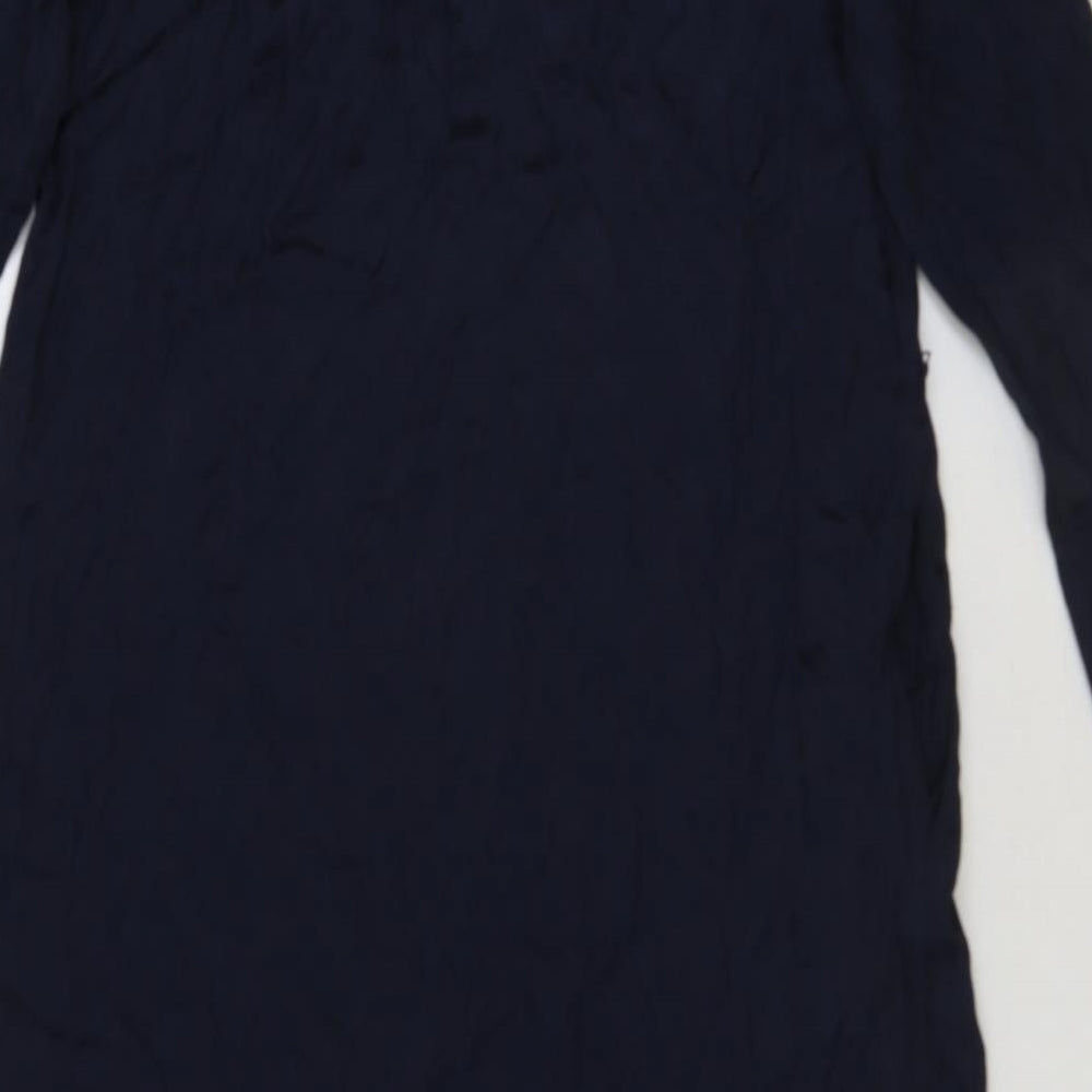 Marks and Spencer Womens Blue Viscose Shirt Dress Size 14 V-Neck Button