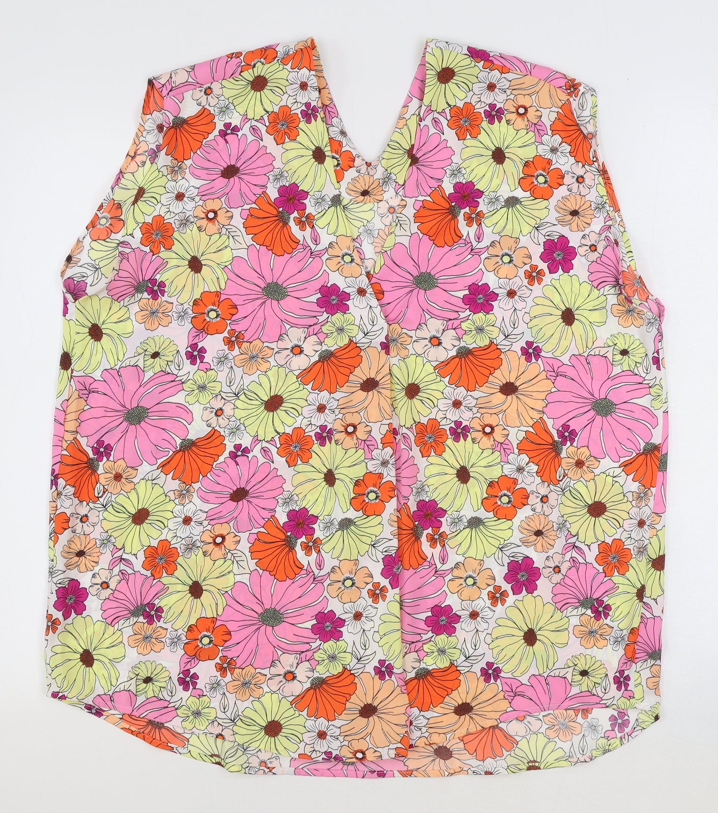 Marks and Spencer Womens Multicoloured Floral Polyester Basic Tank Size 18 V-Neck