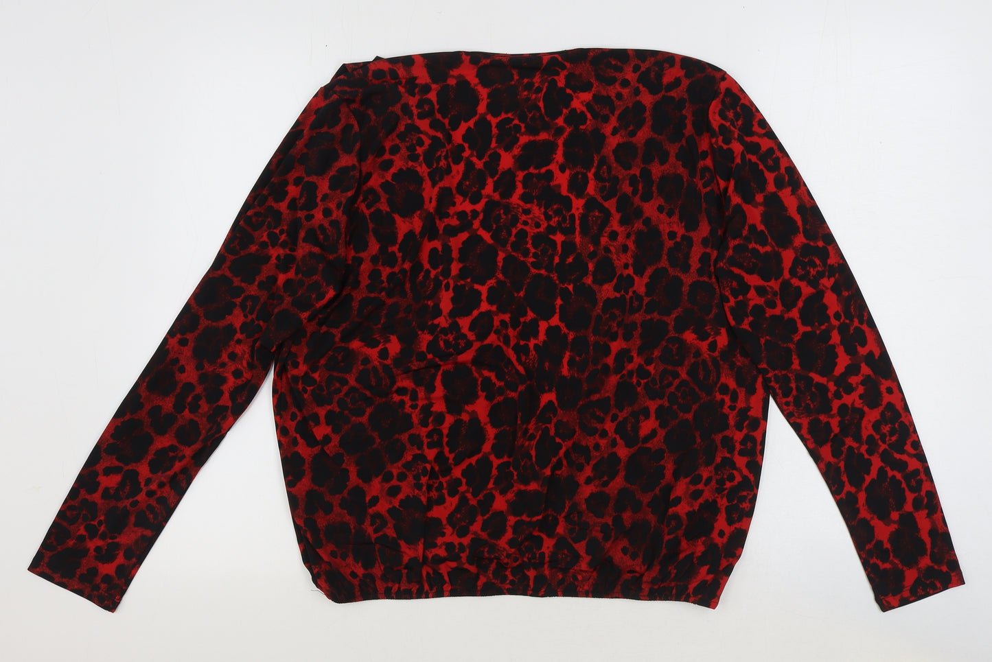 V By Very Womens Red Animal Print Polyester Basic Blouse Size 14 V-Neck