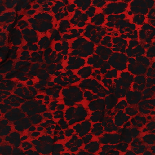 V By Very Womens Red Animal Print Polyester Basic Blouse Size 14 V-Neck